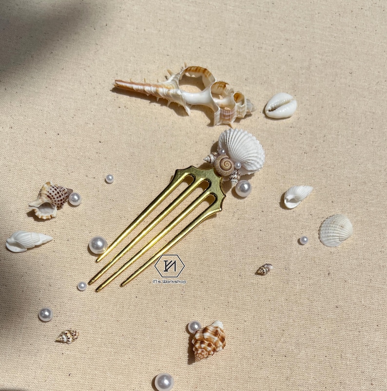 Seashell Comb Mermaid Hair Fork, Seashell Hair Pin, Handmade Hair Comb for Beach ...