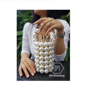 Pearl Bucket Bag / Pearl Bag / Wedding Bag / Handmade Bag for Women / Gifft ideas / Party Event Cluctch
