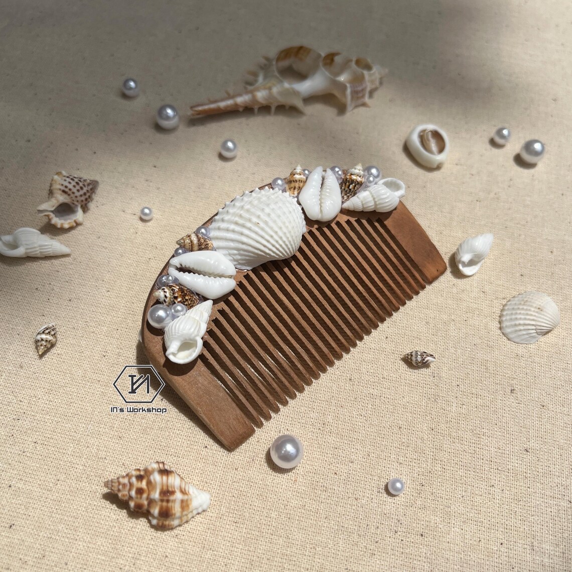 Seashell Comb Mermaid Hair Comb, Seashell Hair Comb, Hanmade Hair Comb for Beach ...