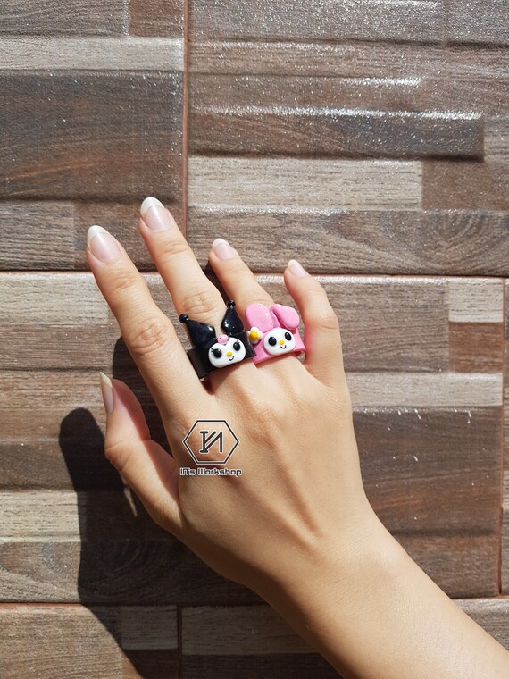 Cute Melody Kuromi Polymer Clay Rings / Y2K Kawaii Ring Etsy
