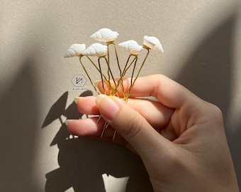 Mermaid Seashell Hair pin, Set of 5 Handmade Hair Accessories for Beach Wedding, Sea Prom