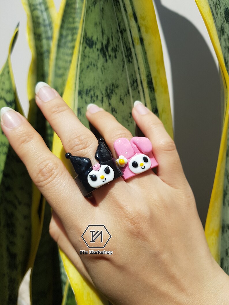 Cute Melody Kuromi Polymer Clay Rings / Y2K Kawaii Ring Etsy