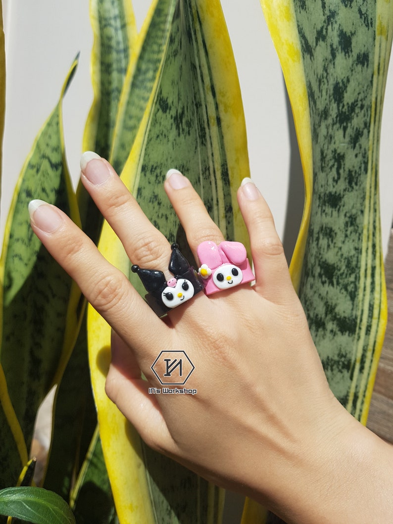 Cute Melody Kuromi Polymer Clay Rings / Y2K Kawaii Ring Etsy