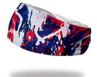 Red, White, Blue Wide Headband/Sweatband  Unisex Adult-Youth | Non-Slip Tech-Superior Moisture Magmt. | Free Shipping! | Makes a Great Gift!