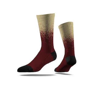 Gold and Garnet Crew Socks for Adult Men & Women, Cozy Crew Socks, Comfortable Durable Colorful Socks, Makes A Fun Stocking Stuffer Gift!