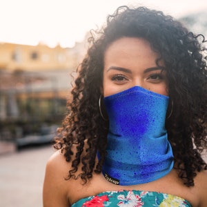 Electric Blue Ombre Premium Neck Gaiter Face Coverings, Breathable Mask, Headband for Men & Women | 50+ UPF Sun Protection Face Shield