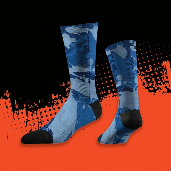 Blue Camo Youth Crew Socks, 2 Pack