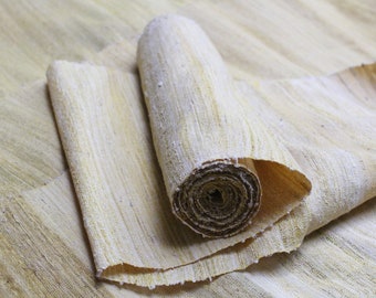 Natural Dyed Yellow Silk Fabric: Hand Woven Hill Tribe Textile