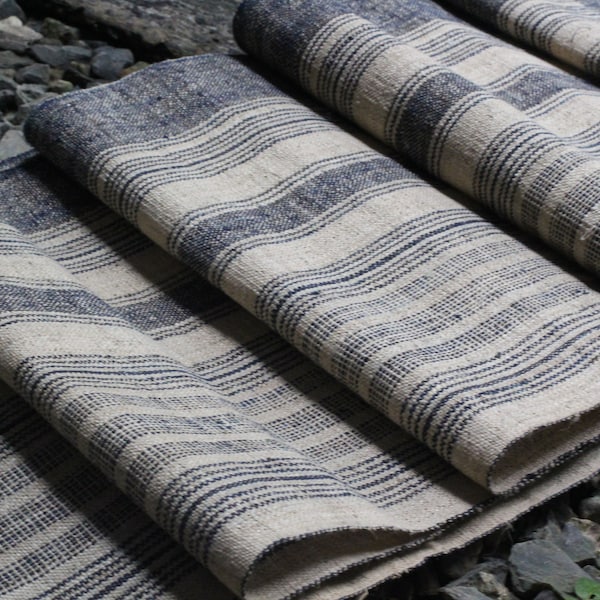 10.5 Natural dyed hemp Hill tribe Hemp hand woven Hmong Fabric, Raw thick weave, Natural Organic hemp, Plant dye indigo