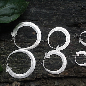 Earrings Hmong Vintage Handmade Earrings Hill Tribe  Old Hoop Loop aluminum