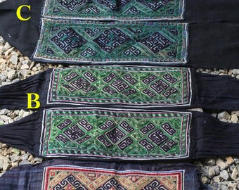 Embroidered Hmong Hill Tribe Belt: Vintage Traditional Design