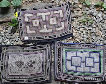 Piece of embroidered apron Traditional vintage collar White Hmong Hill Tribe Embroidered