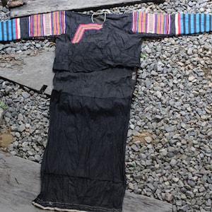 Traditional vintage Jacket Hmong Hill Tribe Embroidered Tribal White Hmong costume