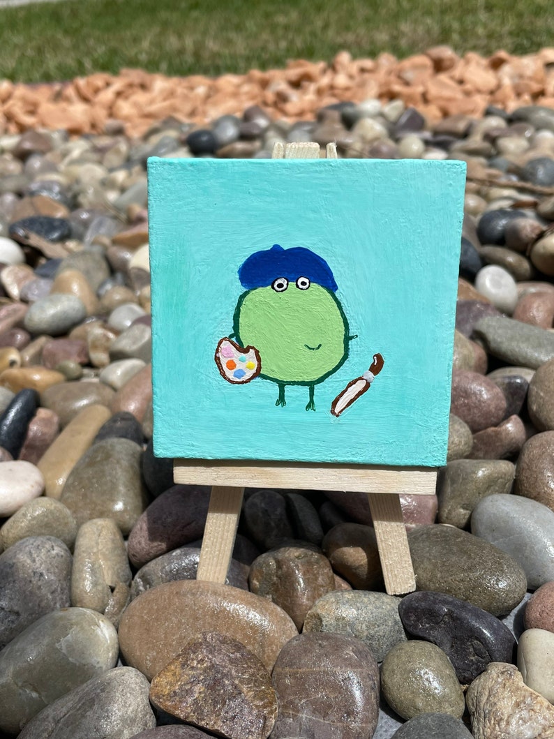Mini Acrylic Painting Frog Painting Painter Frog Mini Etsy