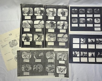 Lote de storyboards y maquetas publicitarias de televisión de los años 60 y 70, fotocopias de material publicitario efímero.