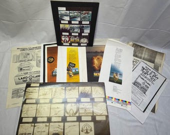 Bozze pubblicitarie e storyboard vintage degli anni '80 di Land O'Lakes, materiale pubblicitario alimentare originale effimero.