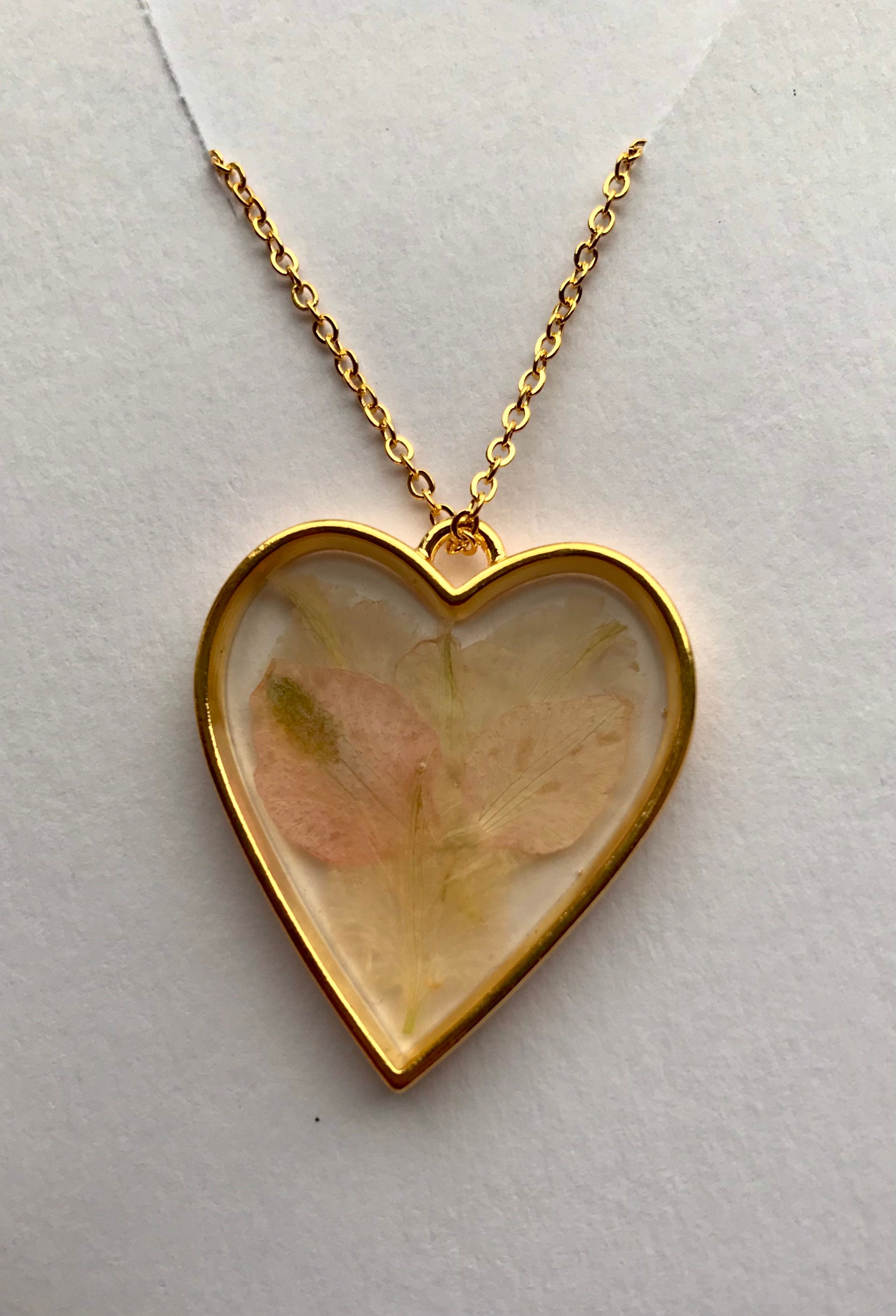 Handmade pressed flower necklace Gold Real Flower | Etsy