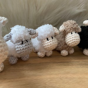 Crocheted cuddly sheep, two sizes, different colors