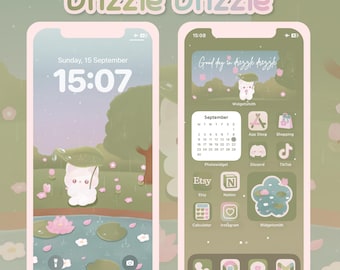 Cute Drizzle App Icons Pack | iOS & Android, Wallpapers (Digital Download)