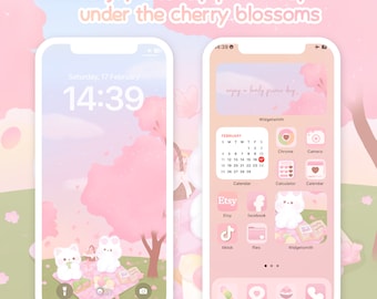 App-pictogrammenpakket kersenbloesem | iOS en Android, Sakura-thema (digitale download)