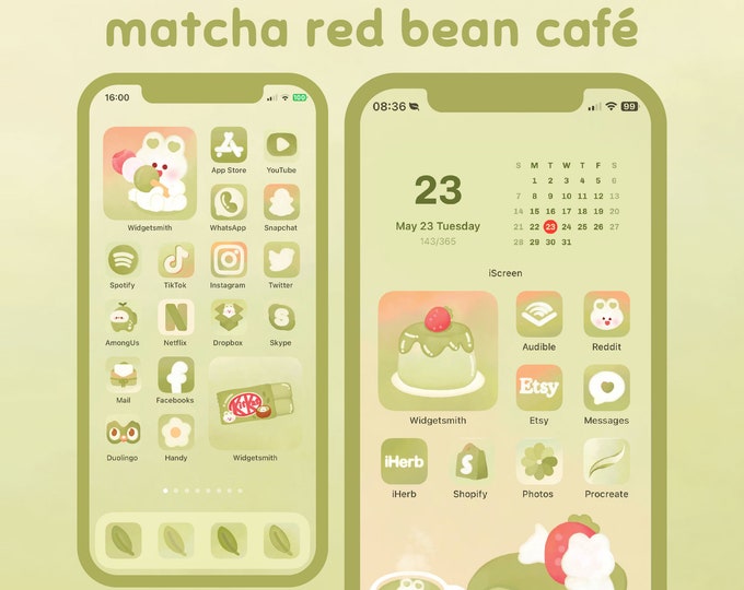 190+ Matcha Red Bean Café L App Icons Pack Ios & Android | Widgets ...