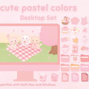 Cute Cat Folder Icons Neutral Denim Windows and (Instant Download