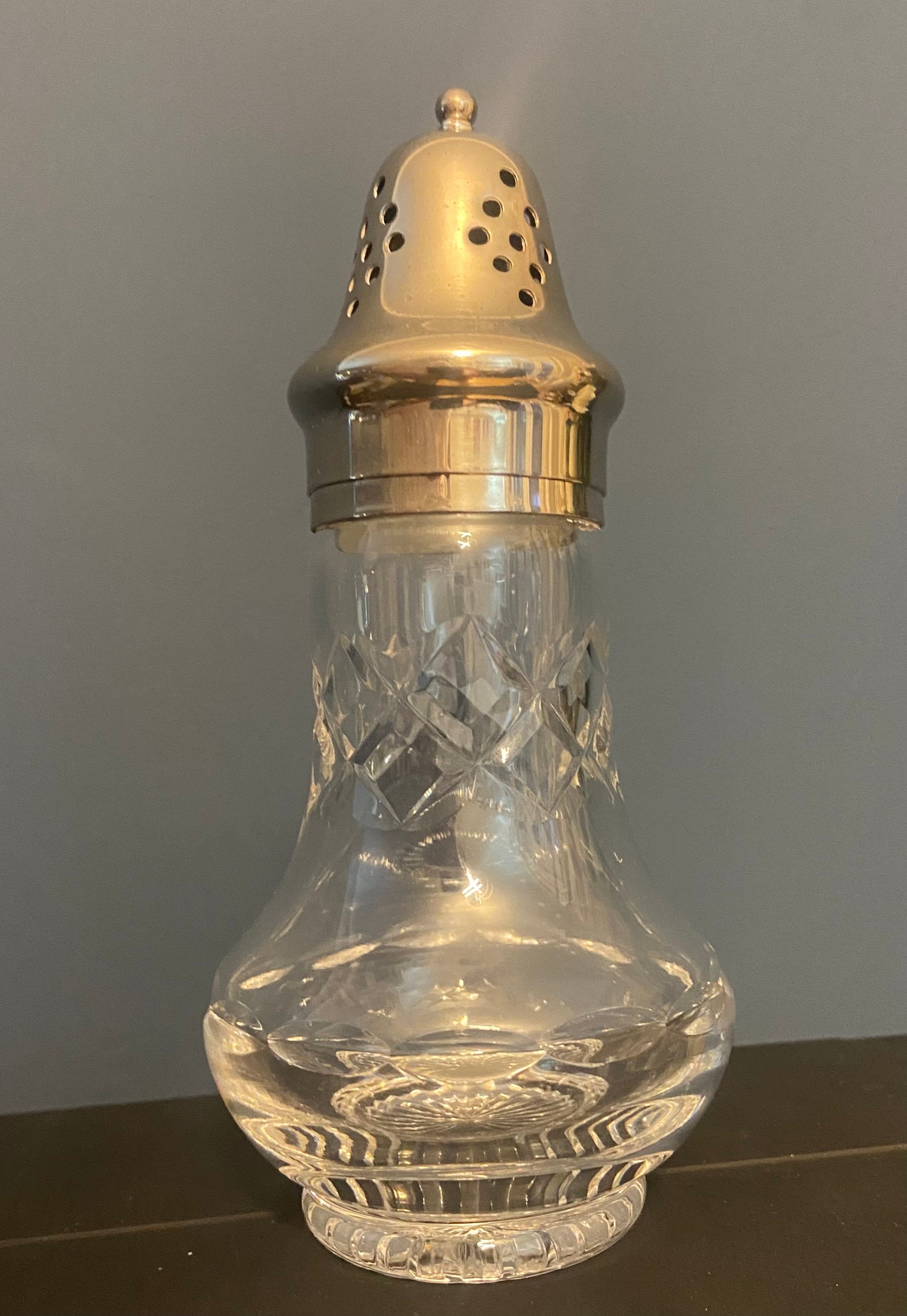 Vintage glass sugar sifter shaker with silver plated finial etsy