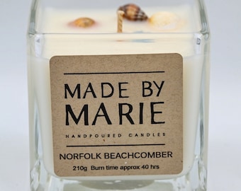 NORFOLK BEACHCOMBER - Soy Wax Candle -  Hand poured in Norfolk - 210g