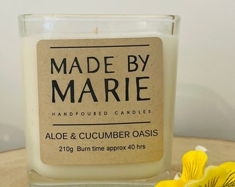 ALOE & CUCUMBER OASIS- hand poured soy candle 210g