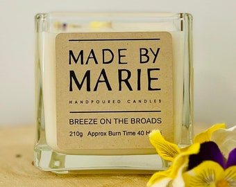 BREEZE on THE  BROADS - individually hand poured soy candle - 210g