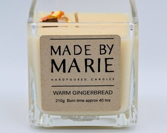 WARM GINGERBREAD - Individually Hand Poured Soy Candle - 210g