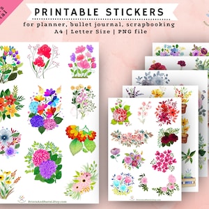 Floral Stickers for Journal Stickers Planner Stickers Flower Stickers Download Floral Design Planner Sticker Printable Flowers Stickers PNG
