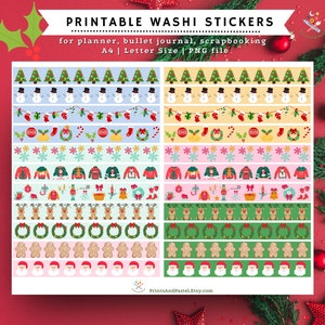 Christmas Sticker for Journal Washi Tape Sticker Download Scrapbook Christmas Sticker for Planner Printable Christmas Themed Washi Tape PNG