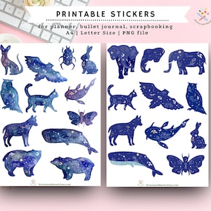 Walvisstickers Dierenconstellatiesticker voor dagboeksticker Download dierenstickers voor planner astronomieontwerp voor Bullet Journal