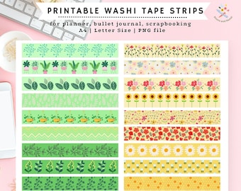 Printable Flower Sticker for Journal Floral Washi Tape Stickers ...