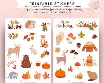 Printable Fall Stickers for Journal Stickers Planner Fall Stickers Download Fall Design Planner Sticker Printable Scrap book Autumn Stickers