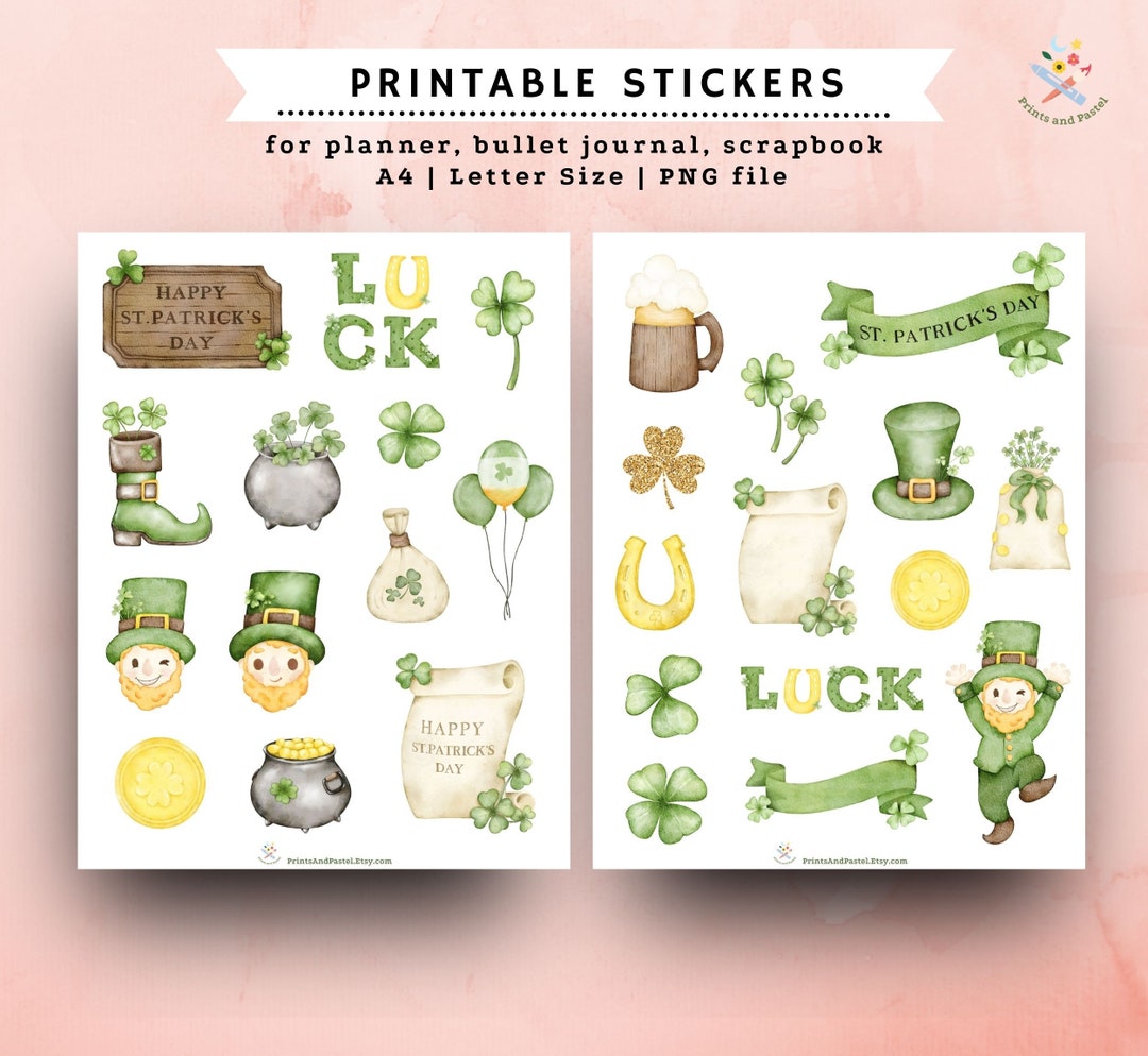 St. Patrick's Day Stickers Printable Sticker Sheet Journal Stickers ...