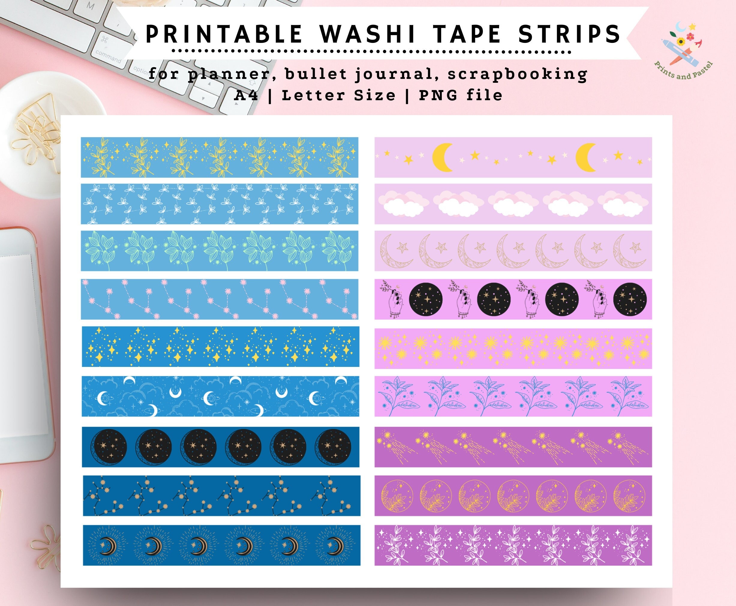 Washi Tape Strips Printable Washi Tape Printable Stickers - Etsy