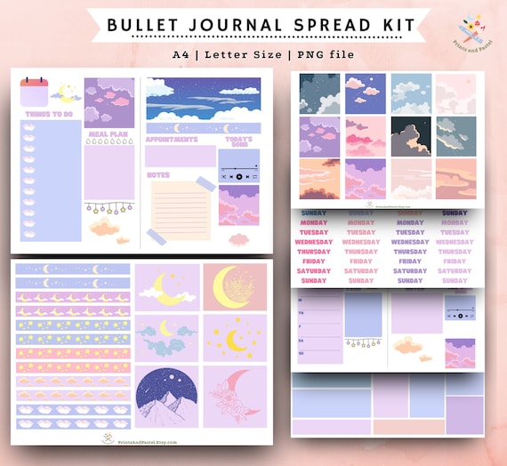Bullet Journal Spread Kit Printable Journal Template - Etsy