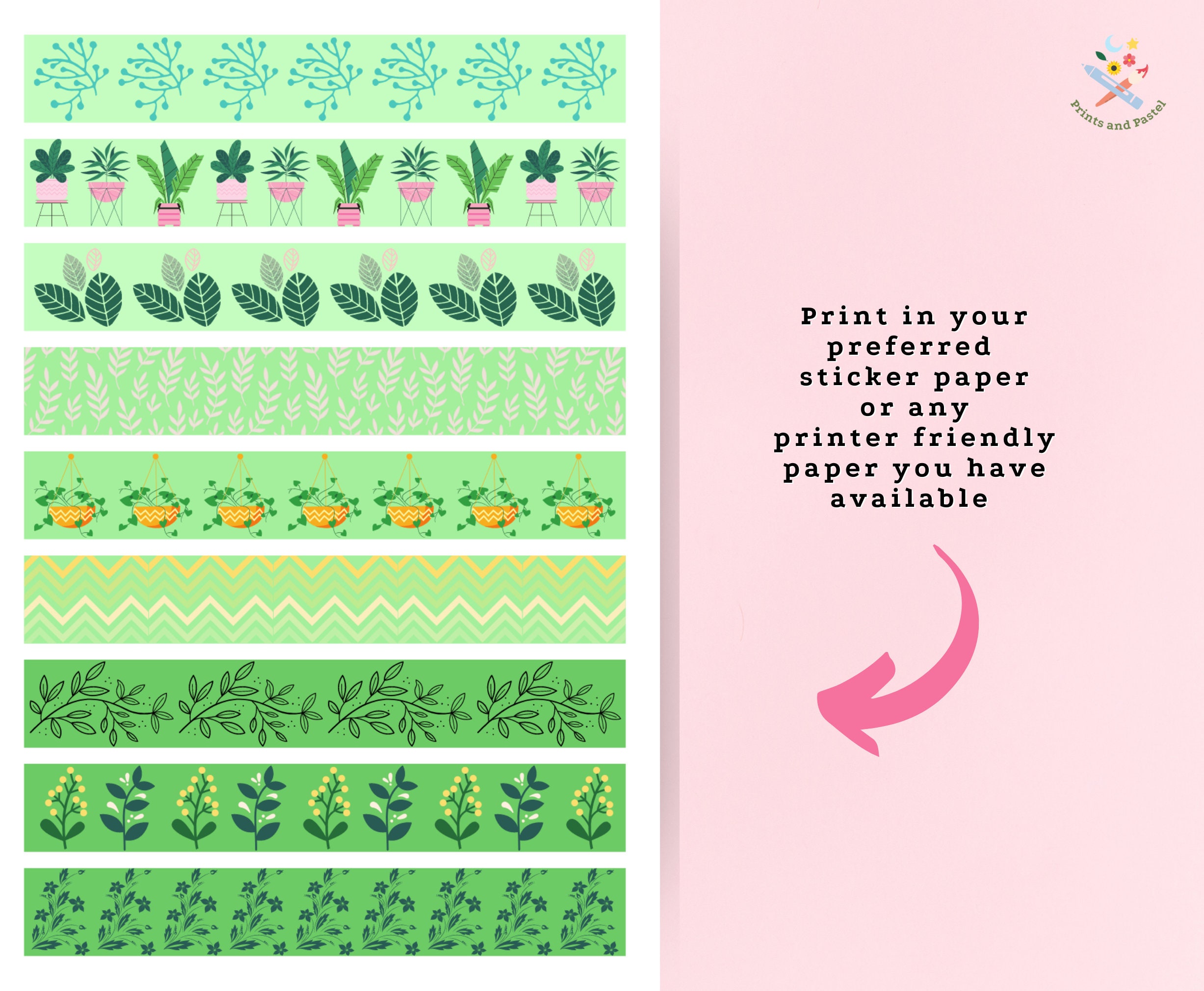 Printable Flower Sticker for Journal Washi Tape Sticker Download ...