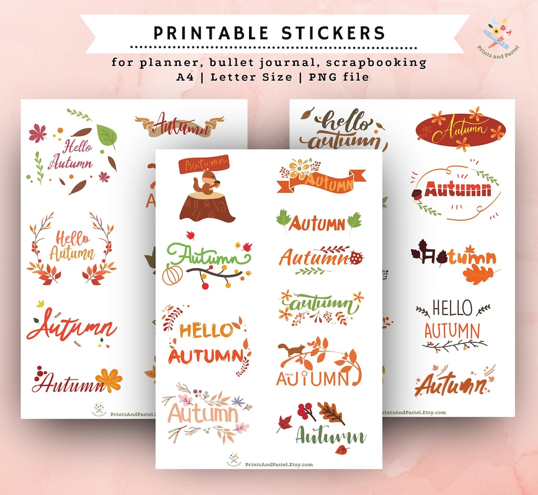 Fall Sticker Pdf Printable Fall Sticker for Journal Sticker Planner Fall Stickers ...