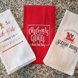 Set of 3 Christmas Tea Towel, Christmas Decor