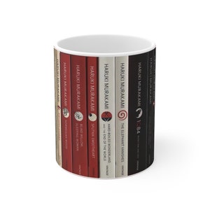 Beautiful mug for any time of the day, Murakami, Gift for him, her, them. Collection of books with names in english, gif for book lovers