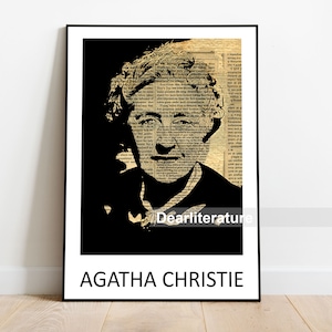 Agatha Christie, Poster Print, Canvas, Fine Art, Ink style, gift, Home Decor