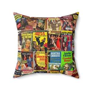Agatha Christie Covers, Spun Polyester Square Pillow, Fine Art, Digital Art, Home Decor