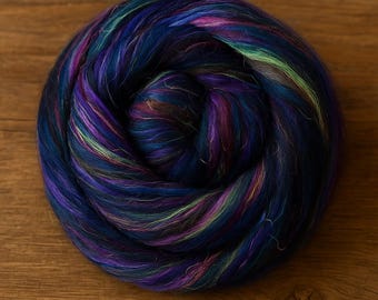 Cosmic Bloom Wollwatte – Merino, Maulbeerseide, Sari-Seidenfaser zum Spinnen und Filzen