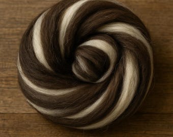 Cremefarbene und kakaofarbene Corriedale-Wollwatte – 100 % natürliche, ungefärbte Faser zum Spinnen und Filzen