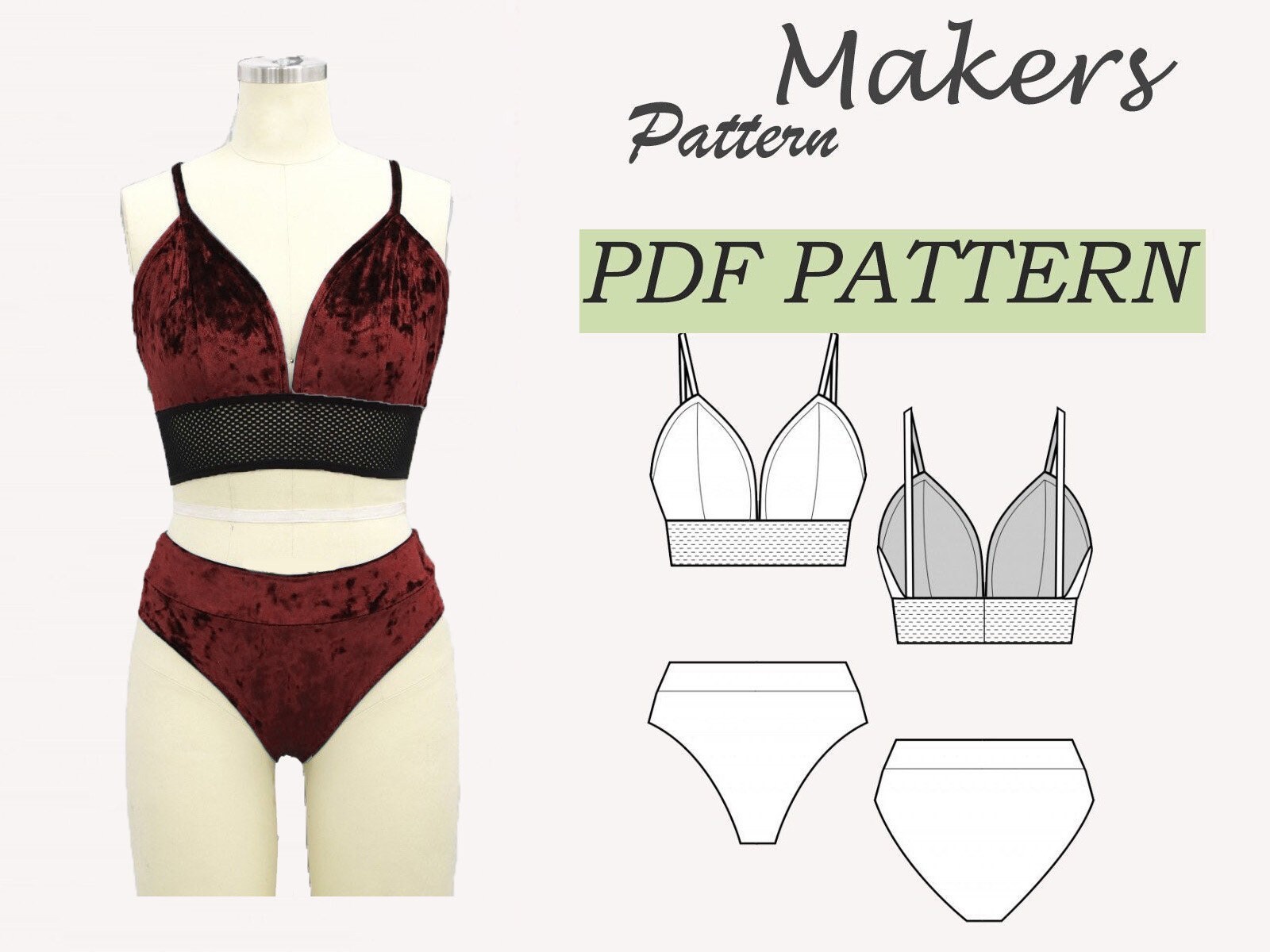 High Waisted Panties Sewing Pattern for Women Lingerie Etsy