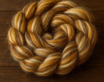 Autumn Spice Wool Batt – Handgefärbte Merino Tussah Seide Roving – 70/30 Mischung – Spinnen, Filzen, Weben – 50g/100g