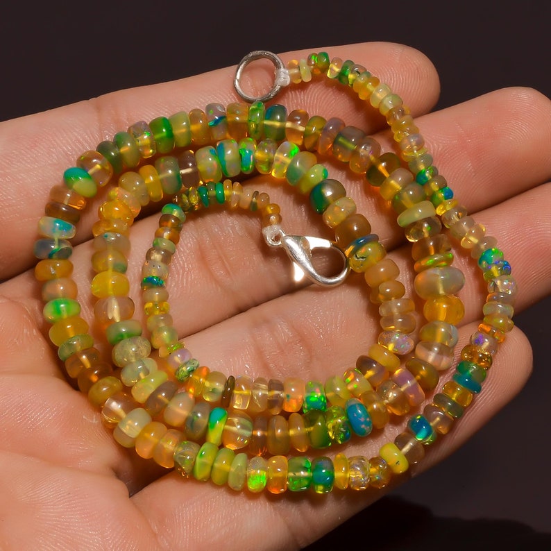 AAA Top Quality 55 Cts Natural MIXS MALTI Ethiopian Opal Roundalle Smooth Beads 3x2 5x3 mm Necklace Gemstone 14-16-17-18Jewelry Making